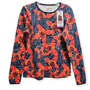 Hang Ten Long Sleeve Rash guard top Surf Brand SIZE XS Orange Blue NWT